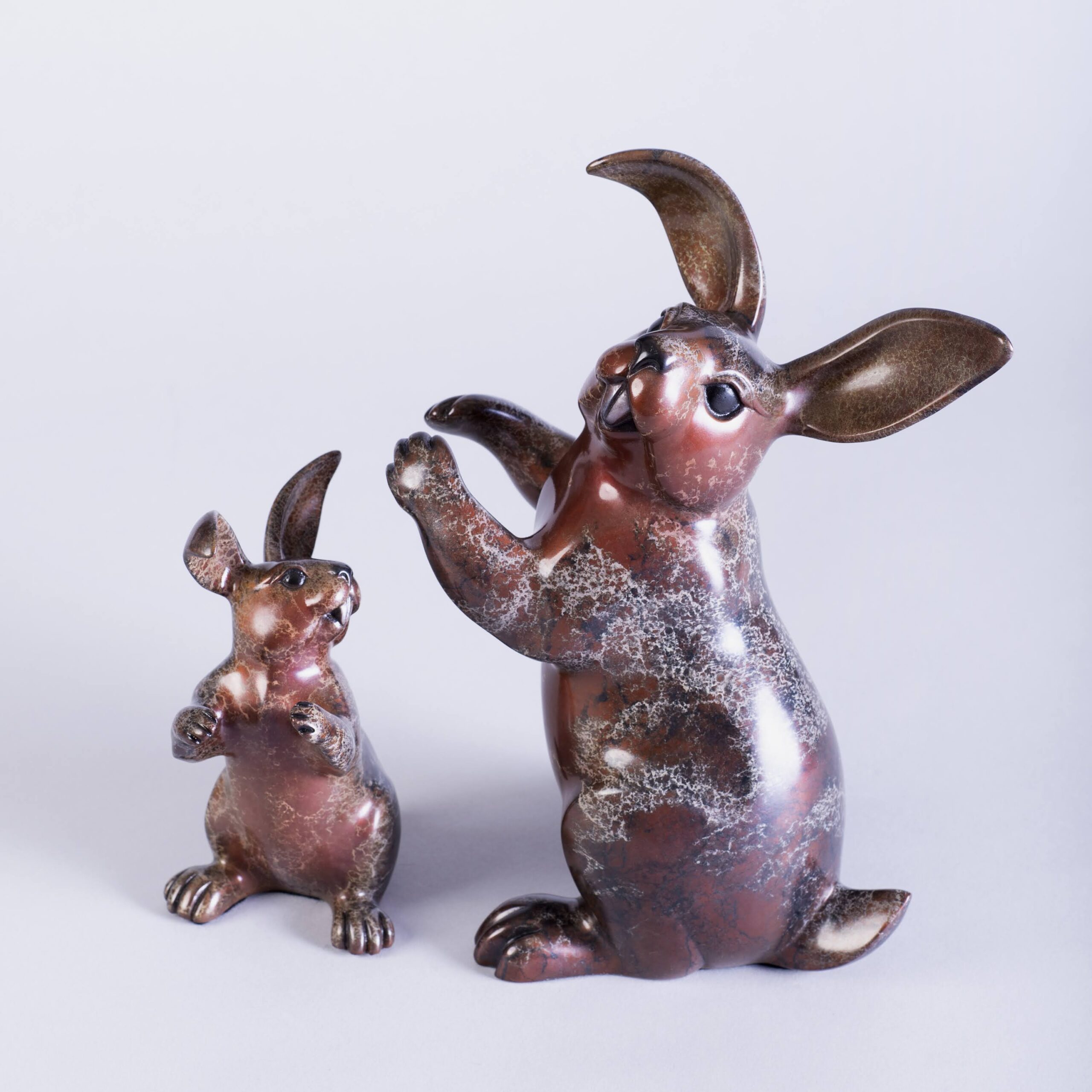 Easter Bunny Flopsy 4½" L x 3 ¾" W x 6" H & Easter Bunny Mopsy 7¾" L x 6½" W x 10" H